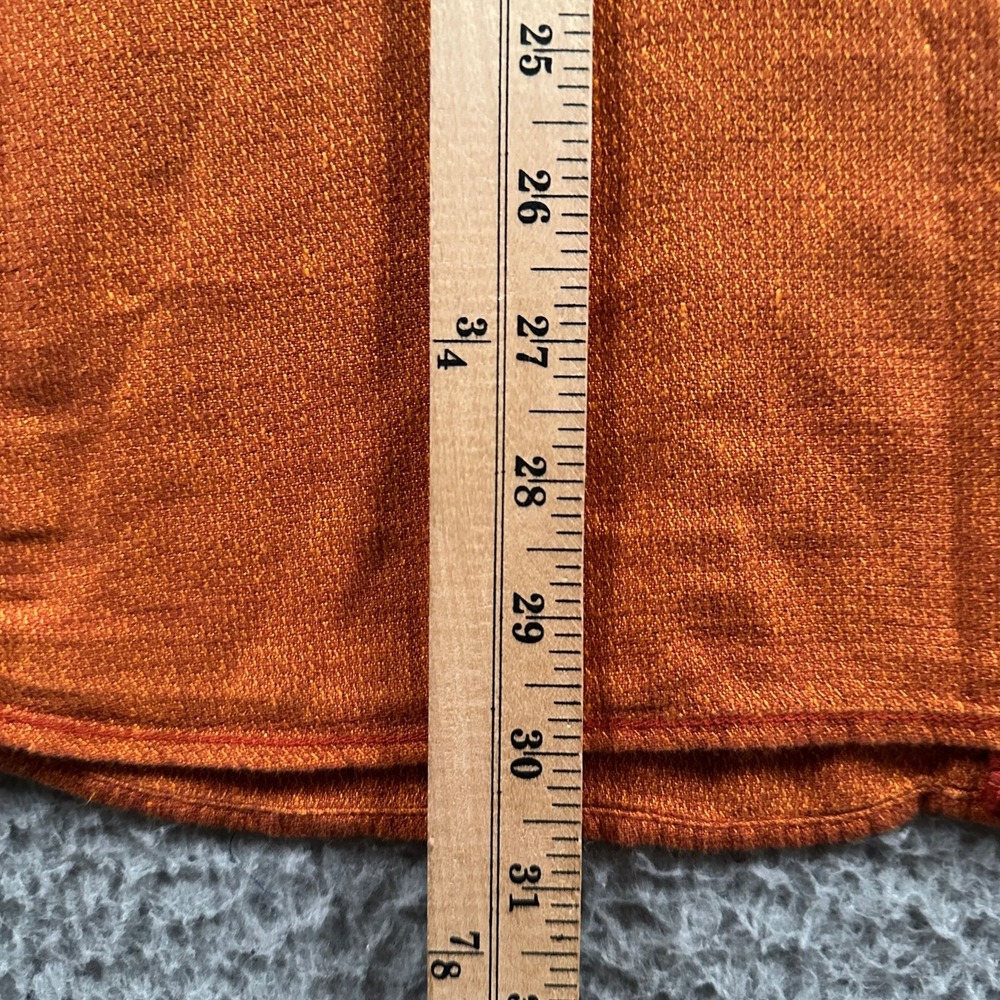 32 Bar Blues Shirt Mens L Orange Short Sleeve Button Up Linen‎ Cotton Pocket - Picture 8 of 10